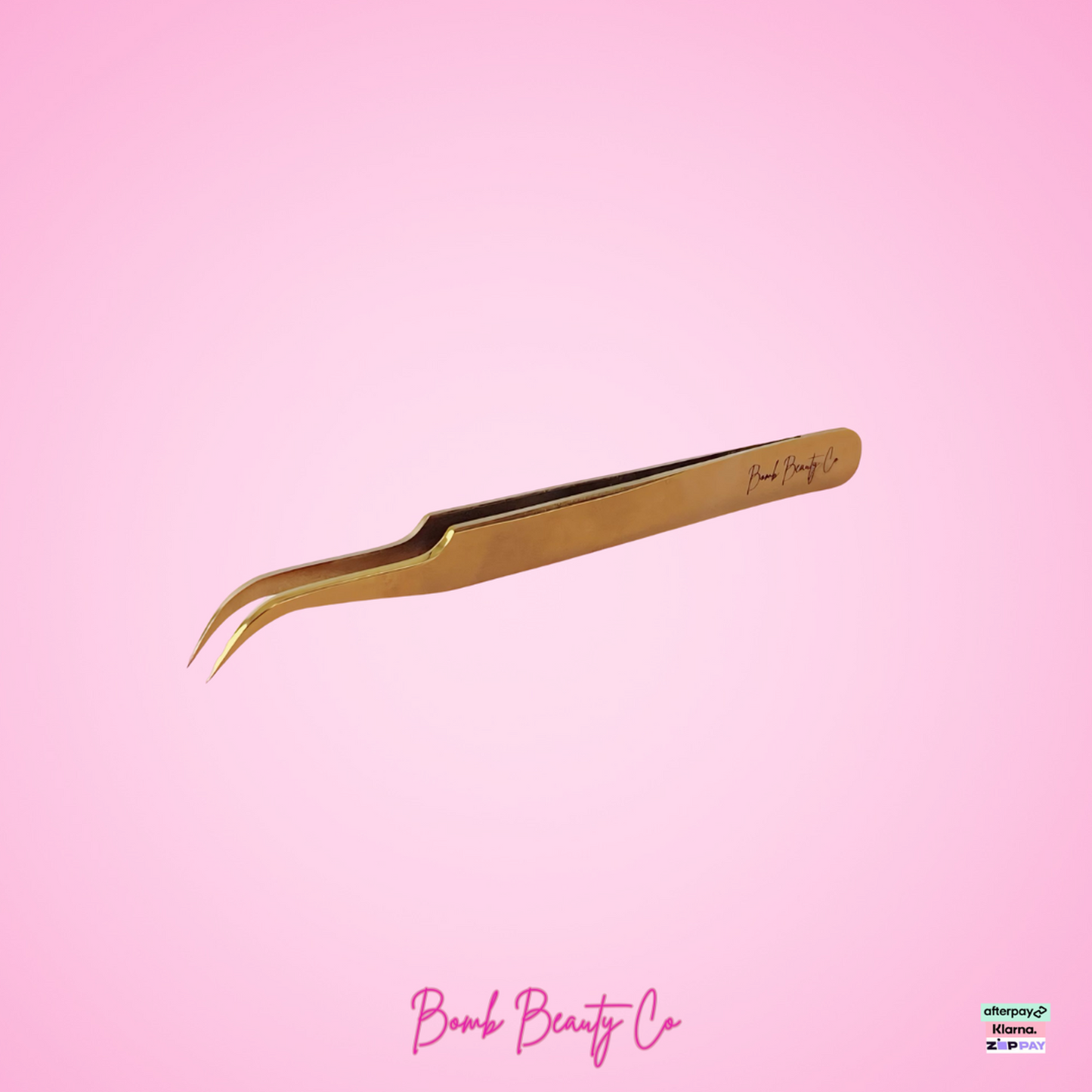 gold curved tweezers