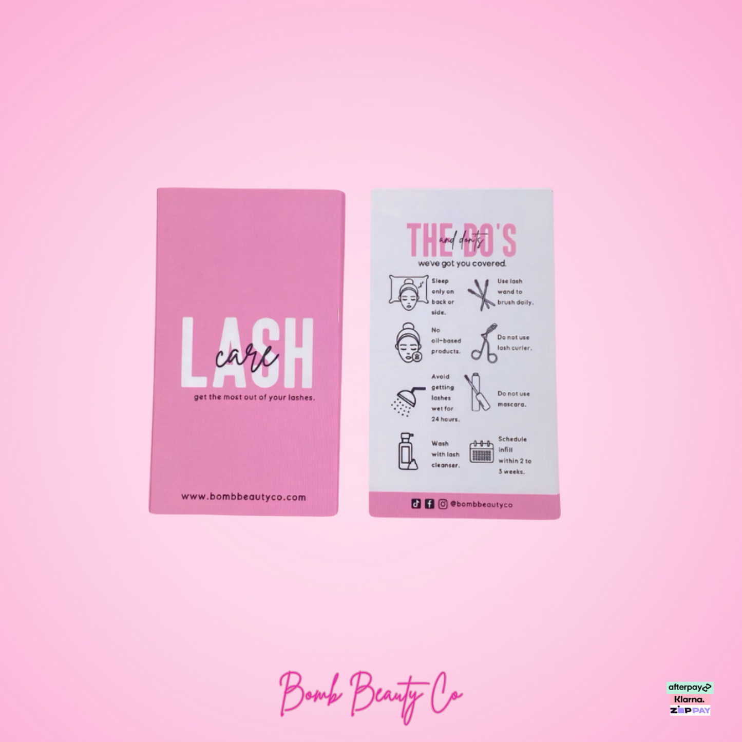 bomb beauty co lash aftercare cards