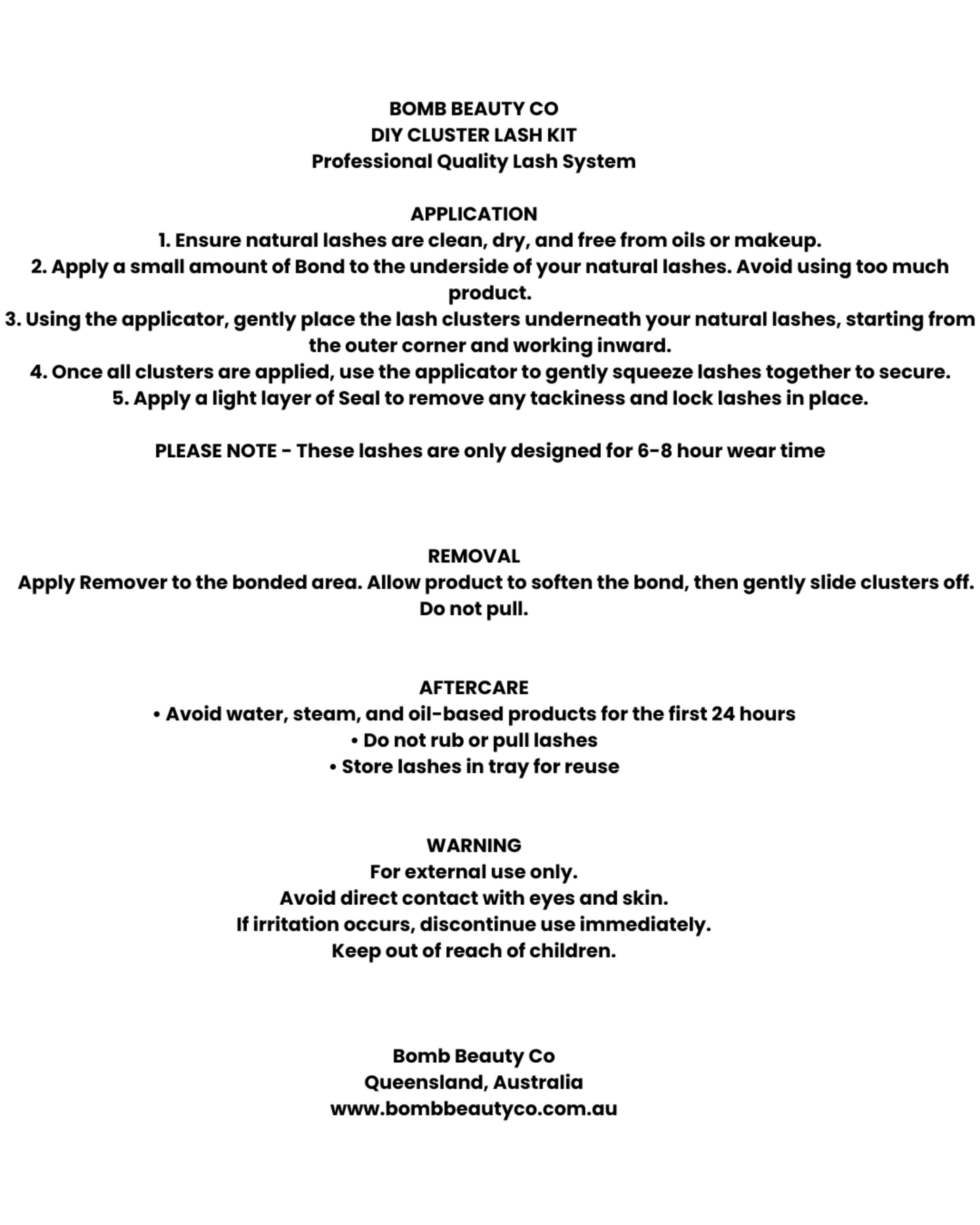 cluster lash instructions