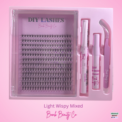 diy cluster lashes light wispy mix kit