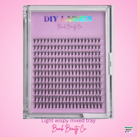 diy cluster lashes light wispy mixed