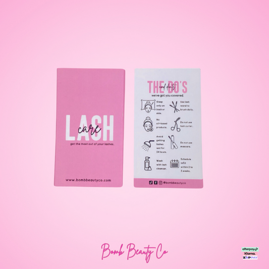 bomb beauty co lash aftercare cards