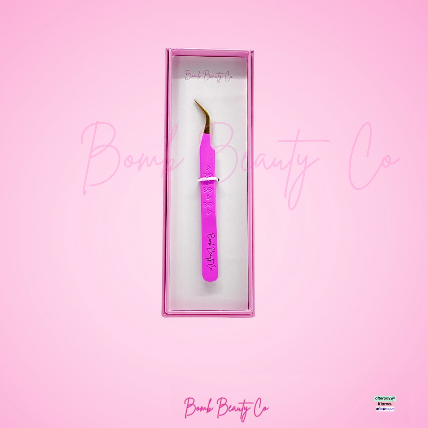 pink curved tweezers