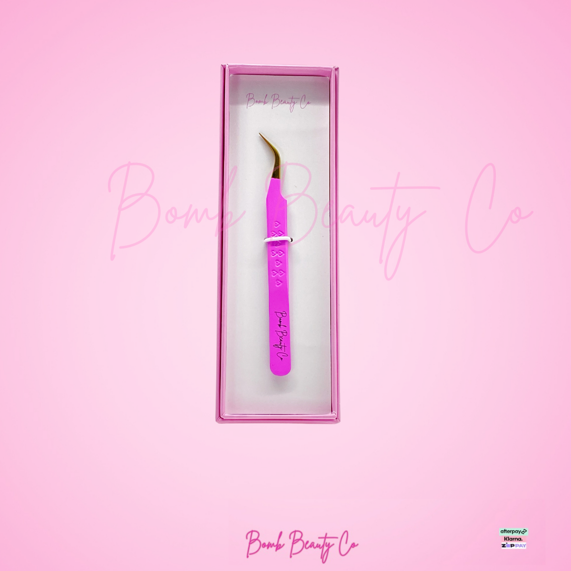 pink curved tweezers