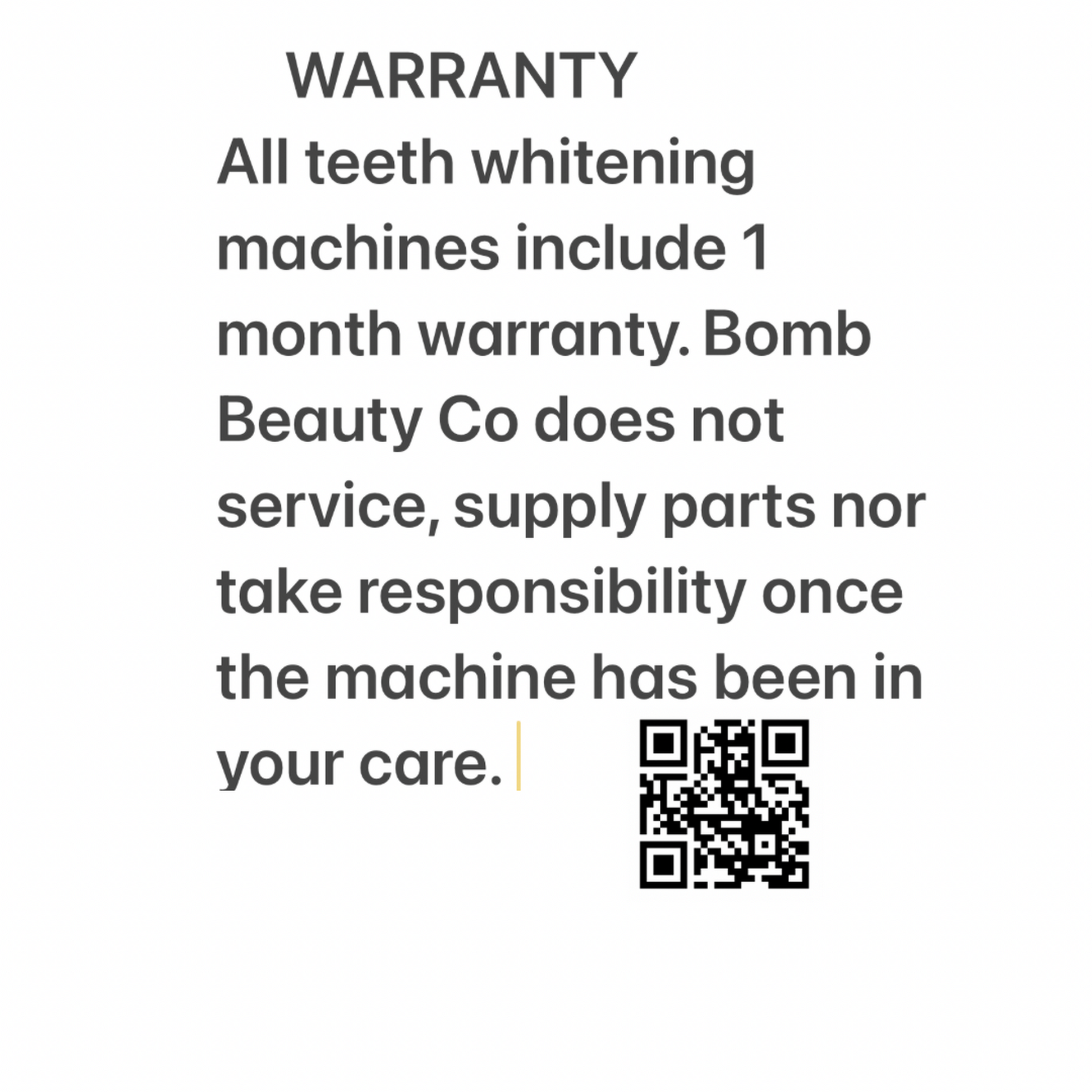 warranty card for whitening product